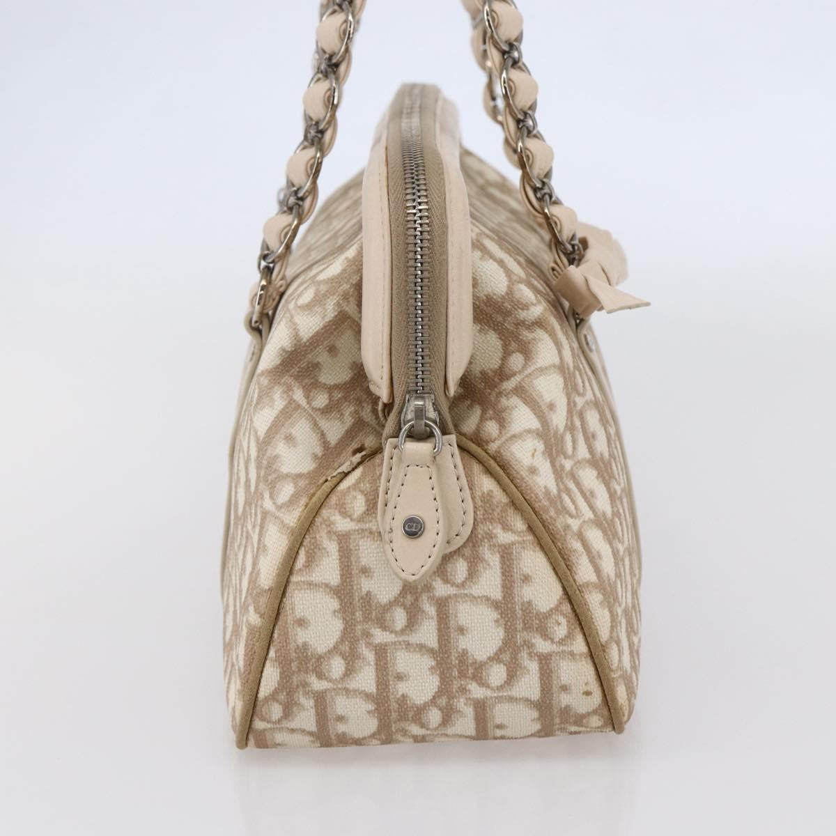 Christian Dior Vintage Trotter Romantique Zip Satchel Diorissimo Coated Canvas, BEIGE, CANVAS, Tote bag
