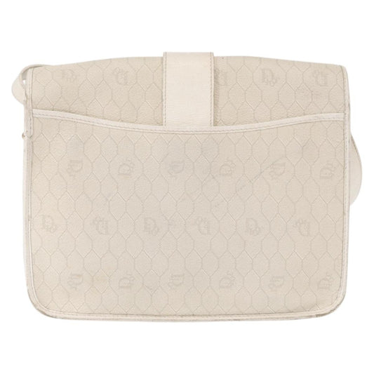 Christian Dior Vintage Honeycomb Flap Crossbody Bag Canvas and Leather, WHITE, CANVAS, Shoulder bag