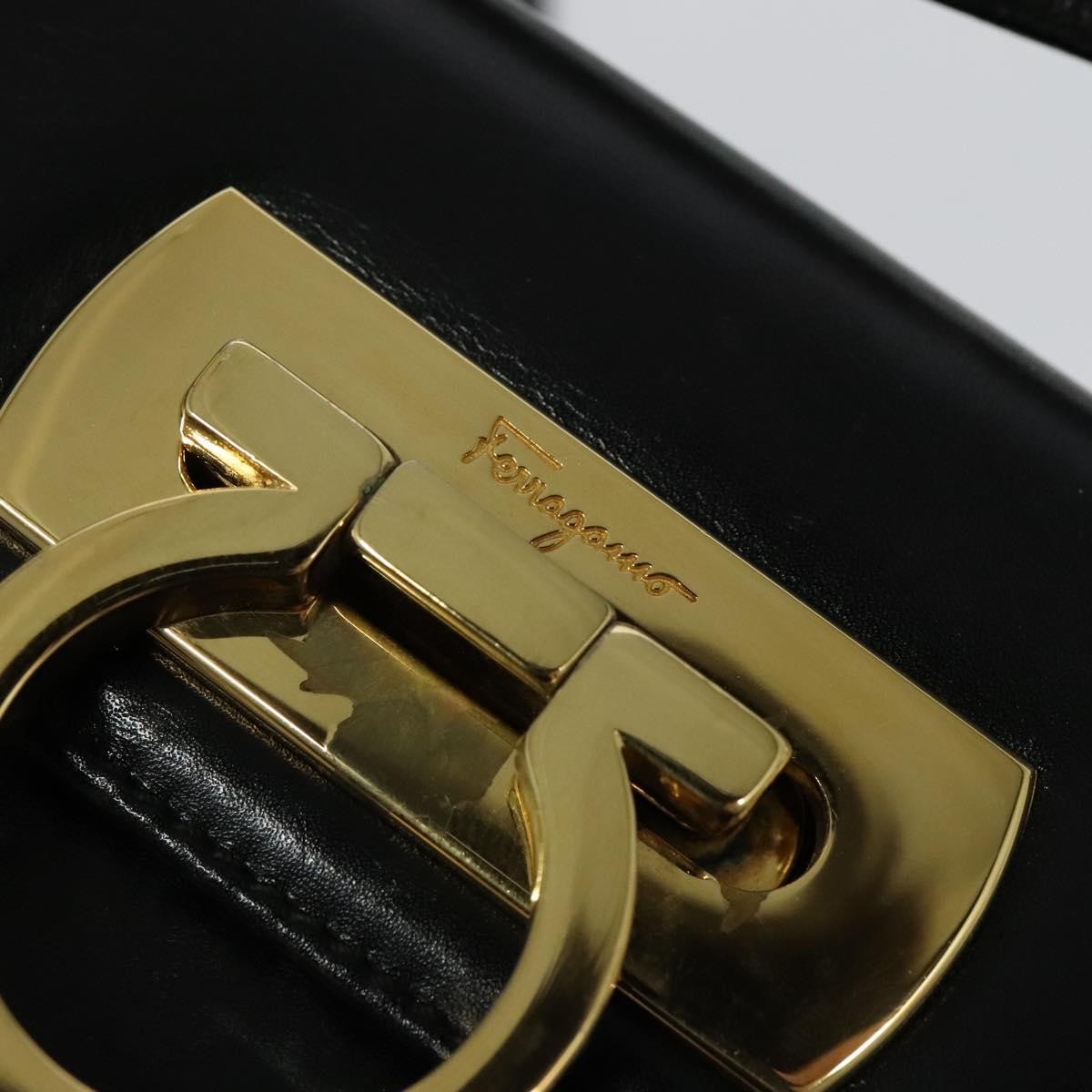 Salvatore Ferragamo Gancini Convertible Top Handle Bag Leather, BLACK, LEATHER, Handbag