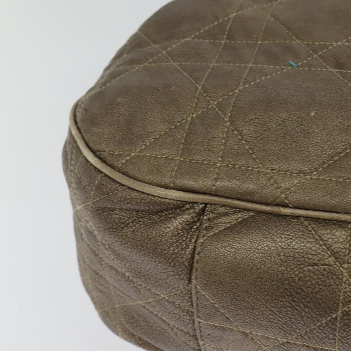 Christian Dior Drawstring Bucket Bag Cannage Quilt Leather, BROWN, LEATHER, Shoulder bag