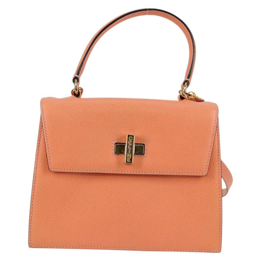 Celine Vintage Convertible Turnlock Top Handle Bag Leather, ORANGE, LEATHER, Handbag