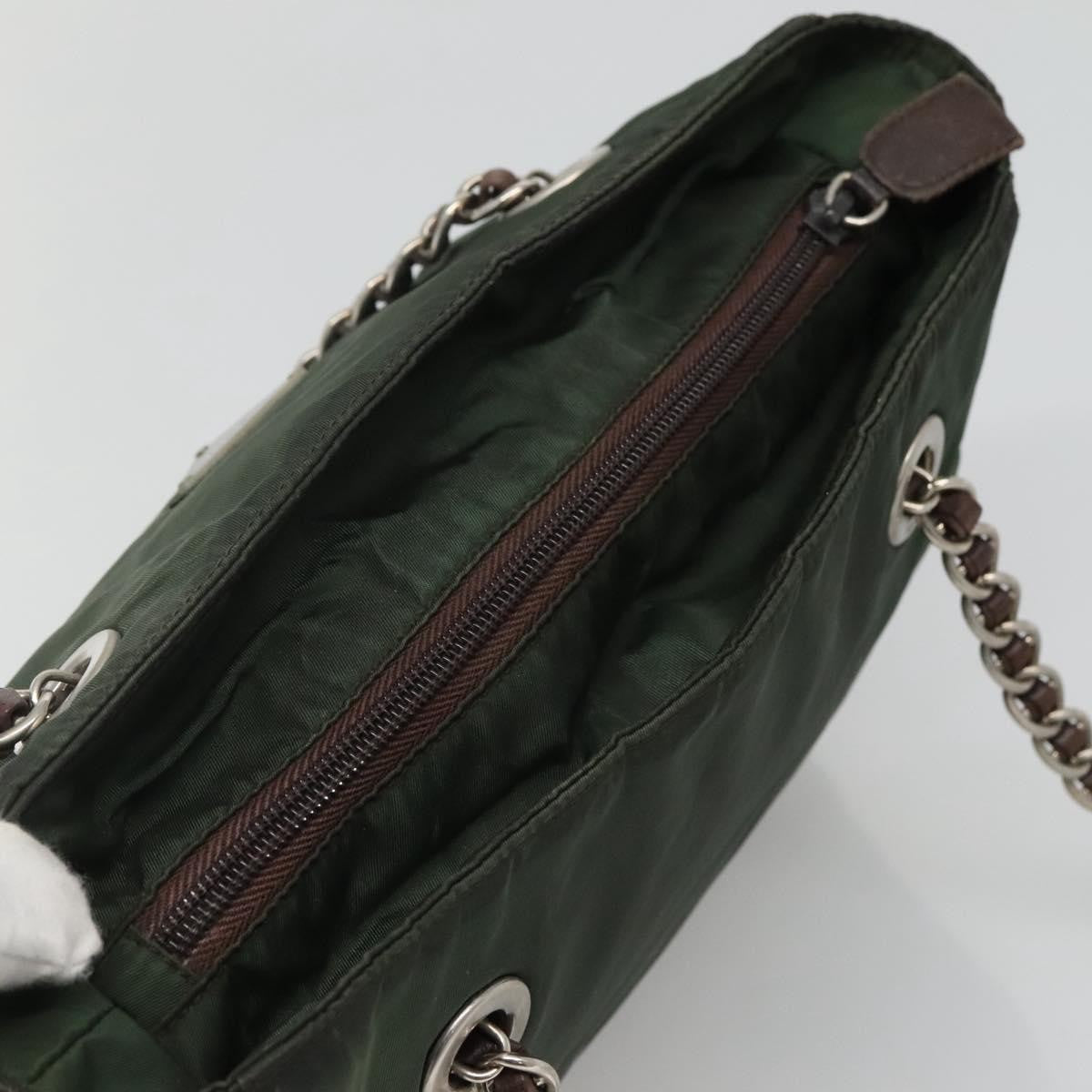 Prada Vintage Chain Tote Tessuto, GREEN, NYLON, Tote bag