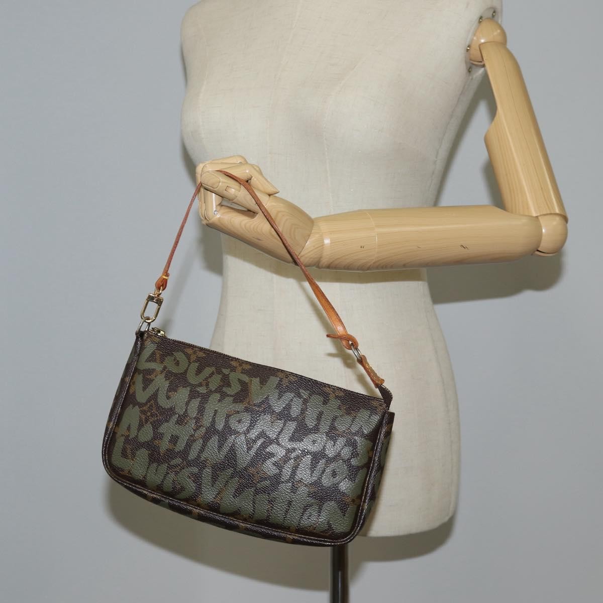 Louis Vuitton Pochette Accessoires Limited Edition Monogram Graffiti, BROWN, CANVAS, Clutche & pouche