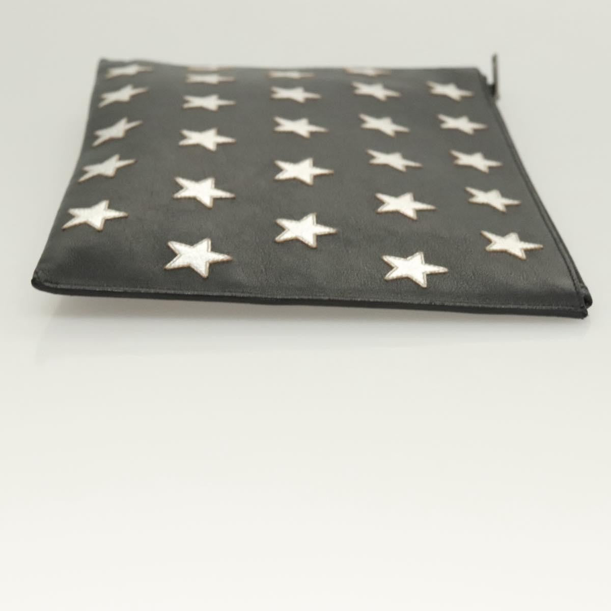 Saint Laurent Stars Zip Pouch Leather, BLACK, LEATHER, Clutche & pouche