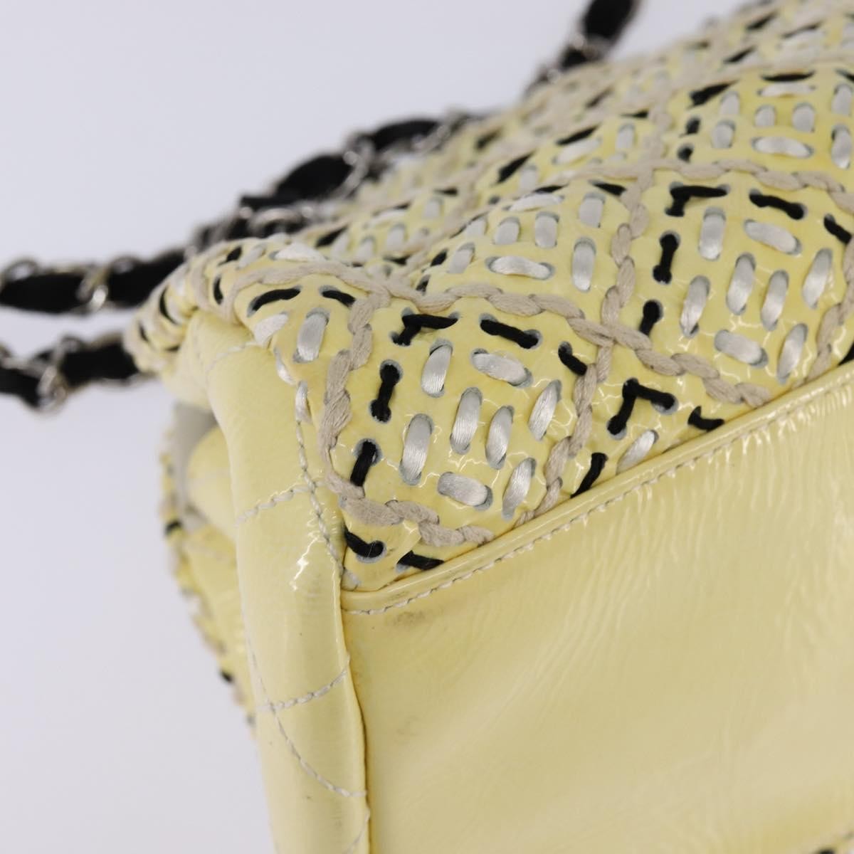 Chanel Just Mademoiselle Bag Woven Stitch Patent, BEIGE, PATENT_LEATHER, Handbag