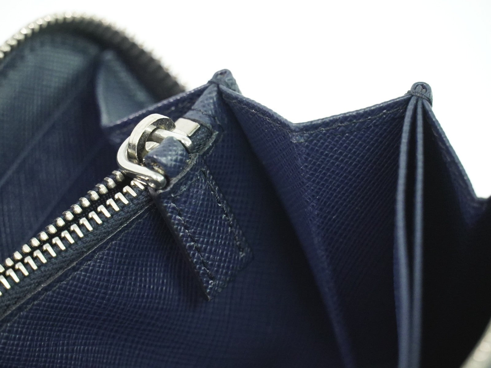 Prada Saffiano Wallet Leather, NAVY, LEATHER, Wallets