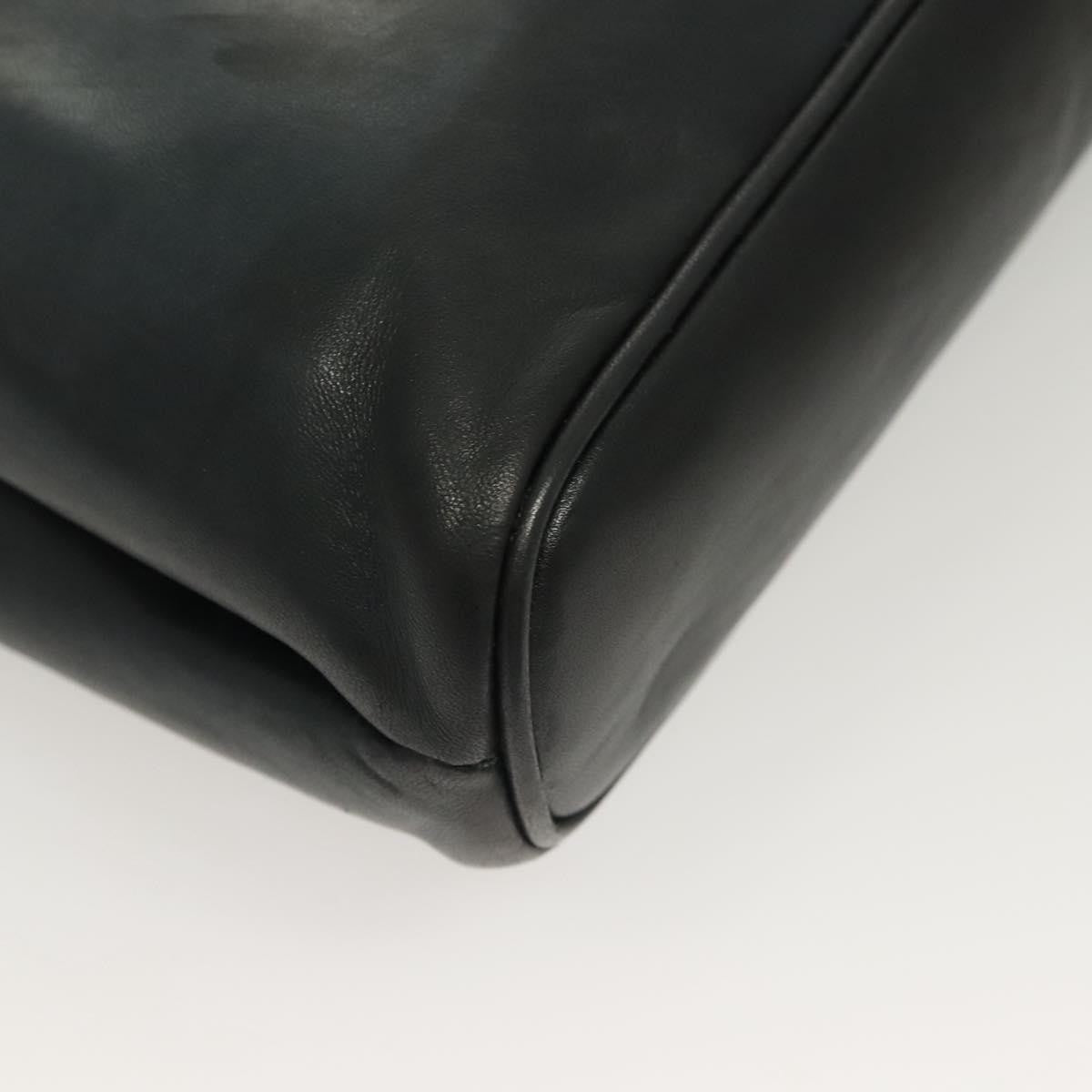 Bally Vintage Chain Shoulder Bag Quilted Leather, NAVY, LEATHER, Shoulder bag