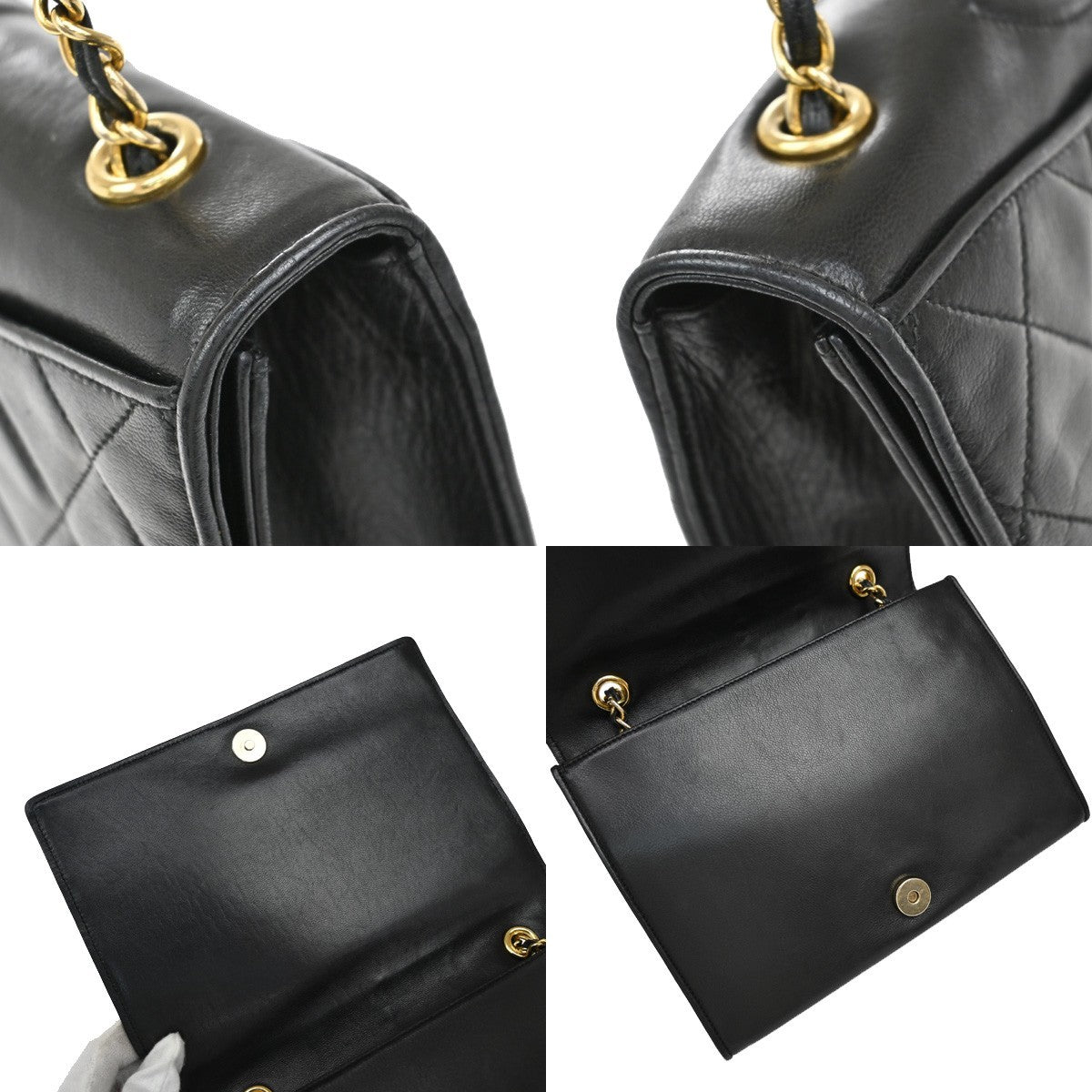 Chanel Vintage CC Full Flap Bag Quilted Lambskin, BLACK, LEATHER, Shoulder bag
