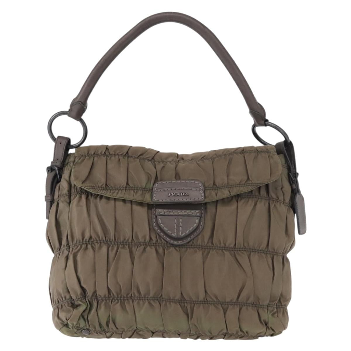 Prada Gaufre Convertible Hobo Tessuto, GRAY, NYLON, Shoulder bag
