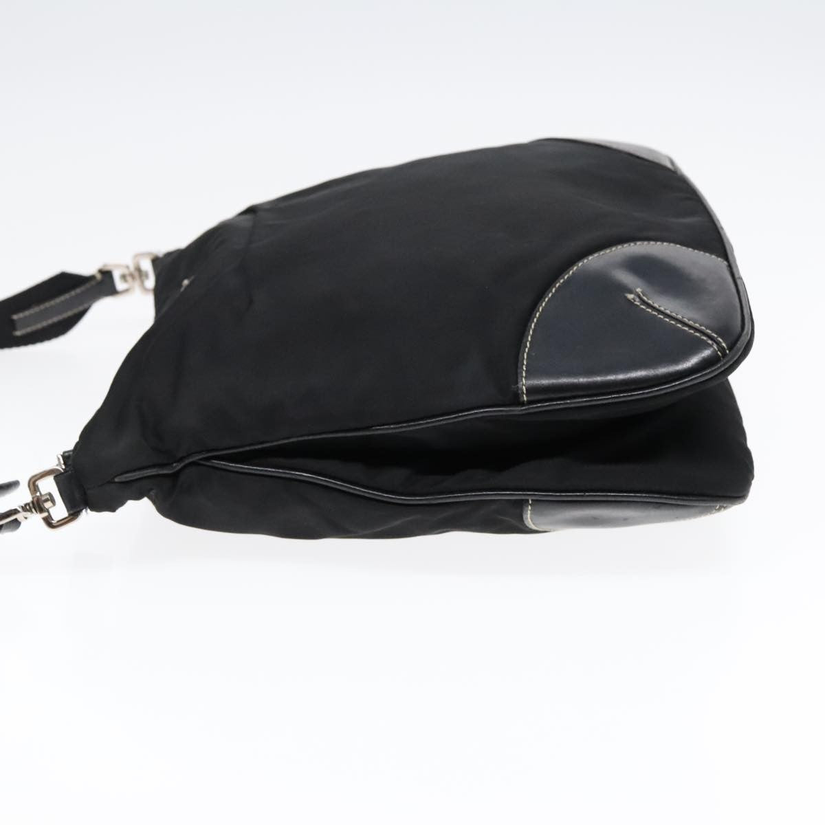 Prada Zip Messenger Bag Tessuto with Leather, BLACK, NYLON, Shoulder bag
