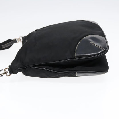 Prada Zip Messenger Bag Tessuto with Leather, BLACK, NYLON, Shoulder bag