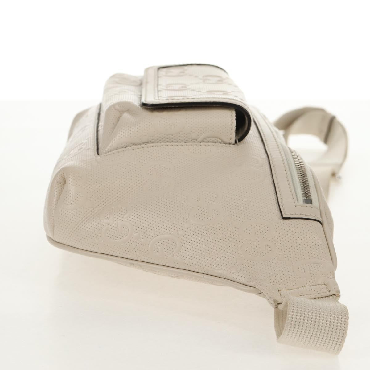 Gucci Front Pocket Belt Bag GG Embossed Perforated Leather, WHITE, CANVAS, Shoulder bag