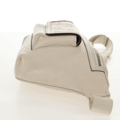 Gucci Front Pocket Belt Bag GG Embossed Perforated Leather, WHITE, CANVAS, Shoulder bag