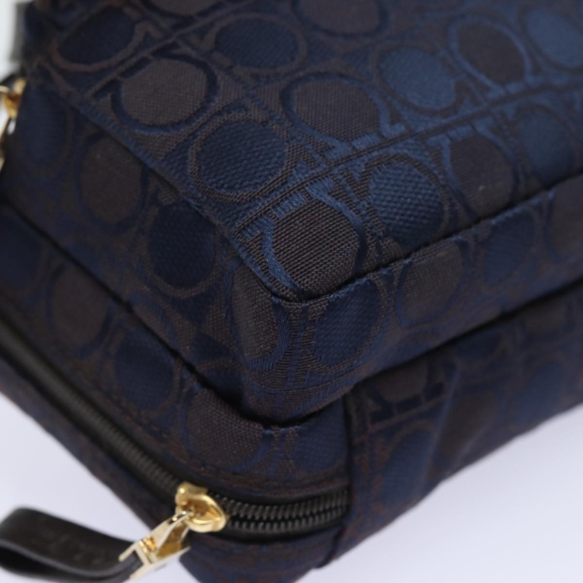 Salvatore Ferragamo Gancini mini handbag Canvas, NAVY, CANVAS, Handbag