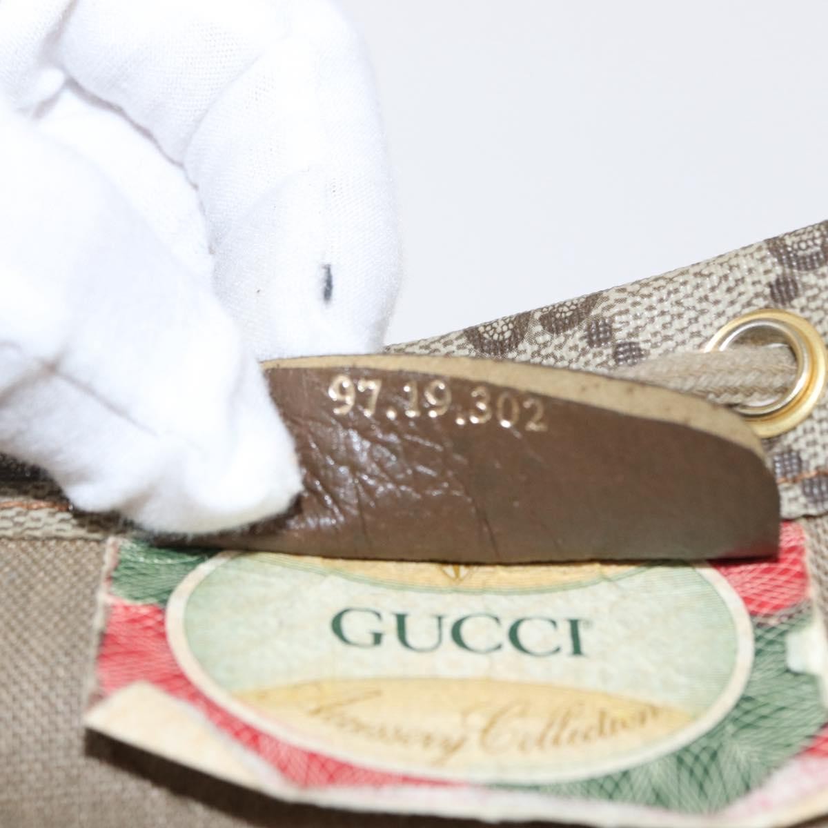 Gucci Drawstring Shoulder Bag GG Canvas with Leather, BEIGE, PVC, Shoulder bag