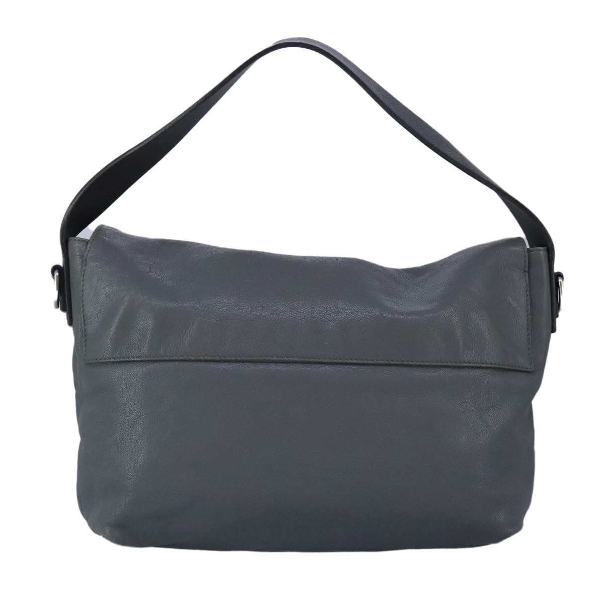 Celine Flap Shoulder Bag Leather, GRAY, LEATHER, Shoulder bag