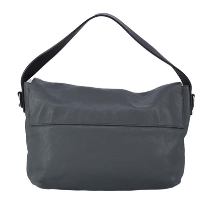 Celine Flap Shoulder Bag Leather, GRAY, LEATHER, Shoulder bag
