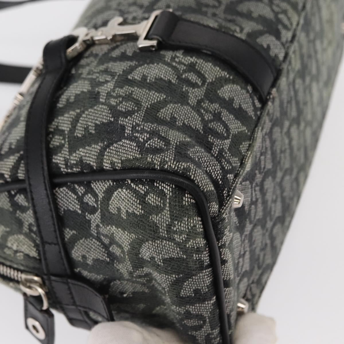 Christian Dior Vintage Trotter Zip Shoulder Bag Diorissimo Canvas, BLACK, CANVAS, Shoulder bag