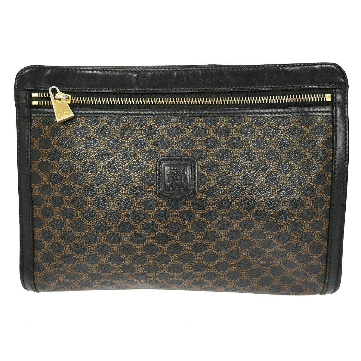 Celine C Macadam Pouch Canvas, BROWN, CANVAS, Clutche & pouche