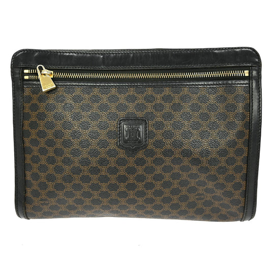 Celine C Macadam Pouch Canvas, BROWN, CANVAS, Clutche & pouche