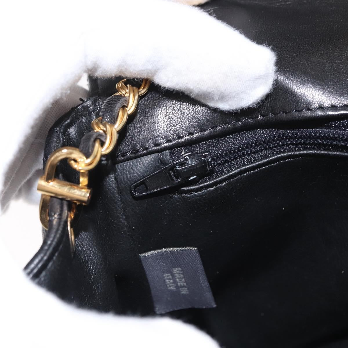 Bally Vintage Chain Shoulder Bag Quilted Leather, BLACK, LEATHER, Shoulder bag