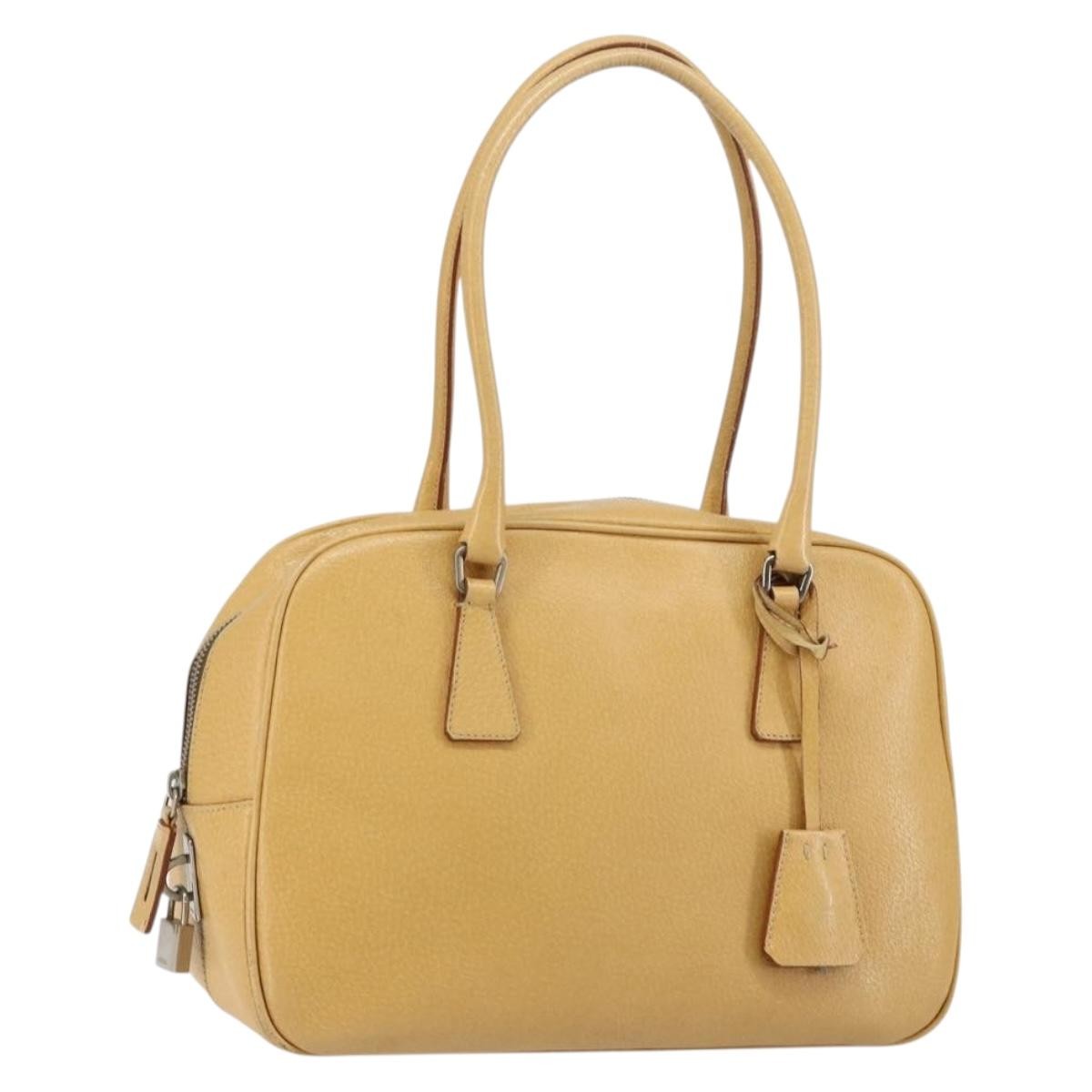 Prada Bauletto Bag Leather, BEIGE, LEATHER, Shoulder bag
