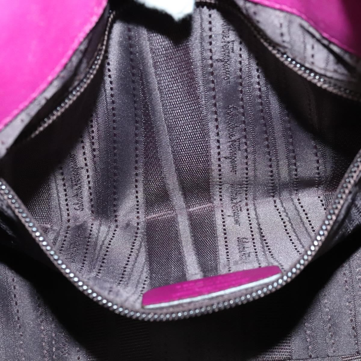 Salvatore Ferragamo Gancini handbag Leather, PURPLE, LEATHER, Handbag