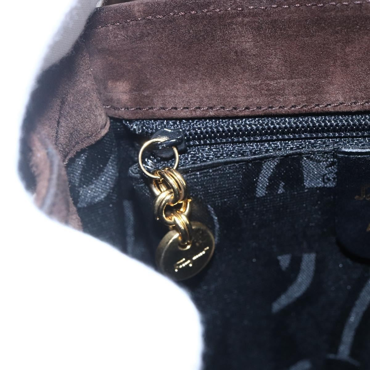 Salvatore Ferragamo Gancini handbag Suede, BROWN, SUEDE, Handbag