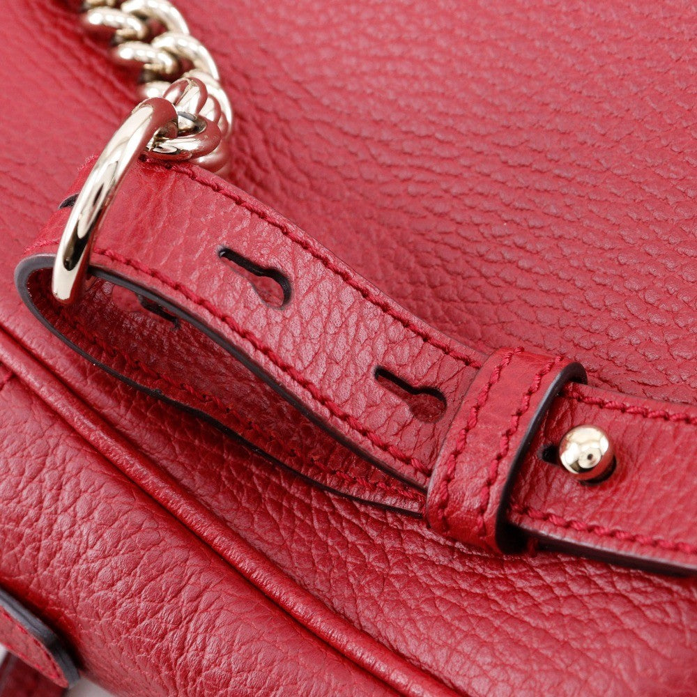 Gucci Soho Chain Backpack Leather, RED, LEATHER, Backpack