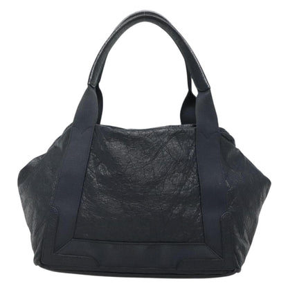 Balenciaga Navy Cabas Leather, BLACK, LEATHER, Tote bag