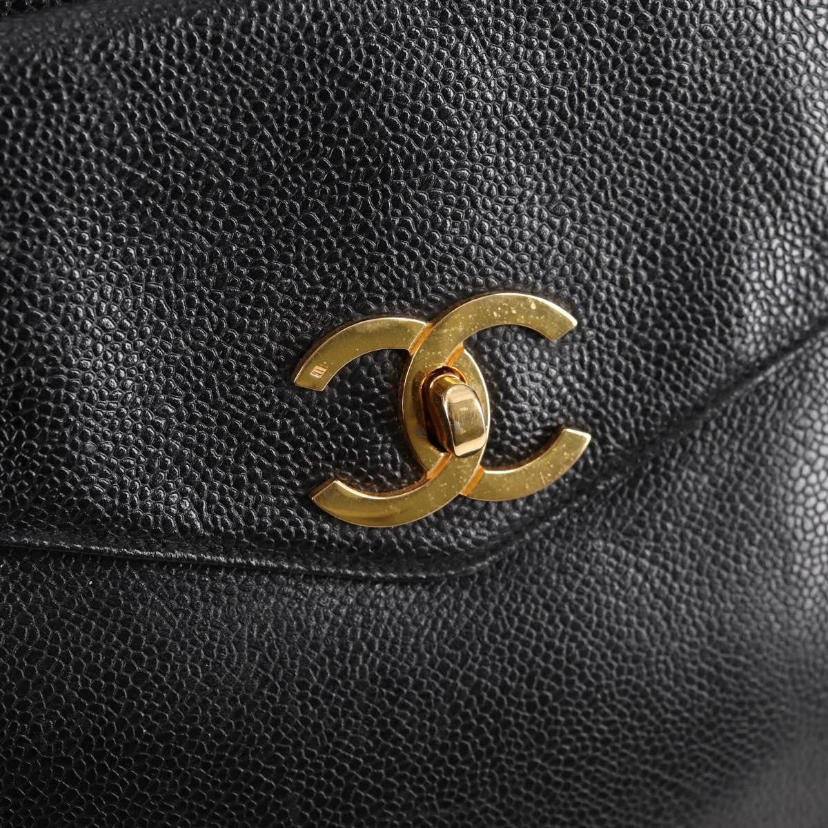 Chanel Vintage Front Pocket Camera Shoulder Bag Quilted Caviar, BLACK, LEATHER, Shoulder bag