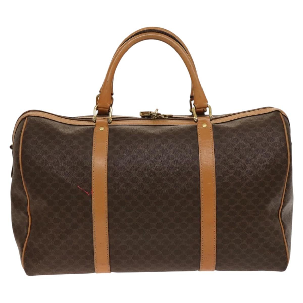 Celine Macadam Handbag Macadam with leather, BROWN, CANVAS, Handbag