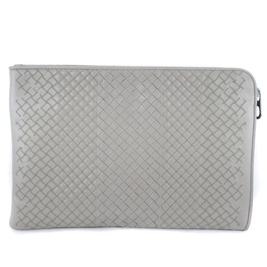 Bottega Veneta Intrecciato Clutch bag Calfskin, GRAY, LEATHER, Clutche & pouche