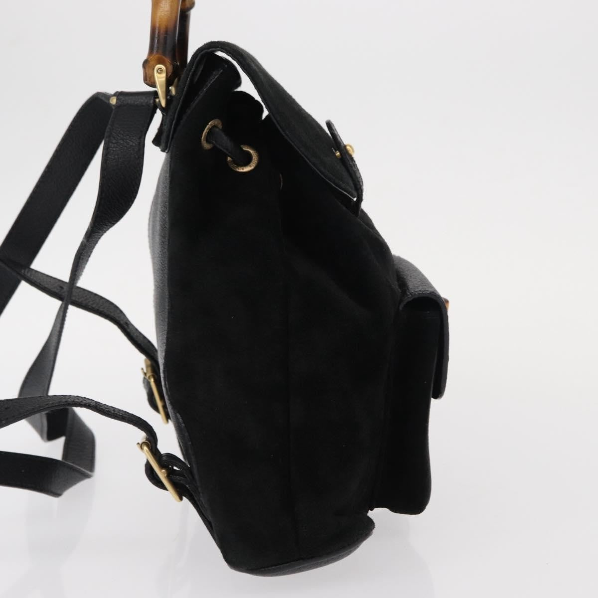 Gucci Vintage Bamboo Backpack Suede, BLACK, SUEDE, Backpack