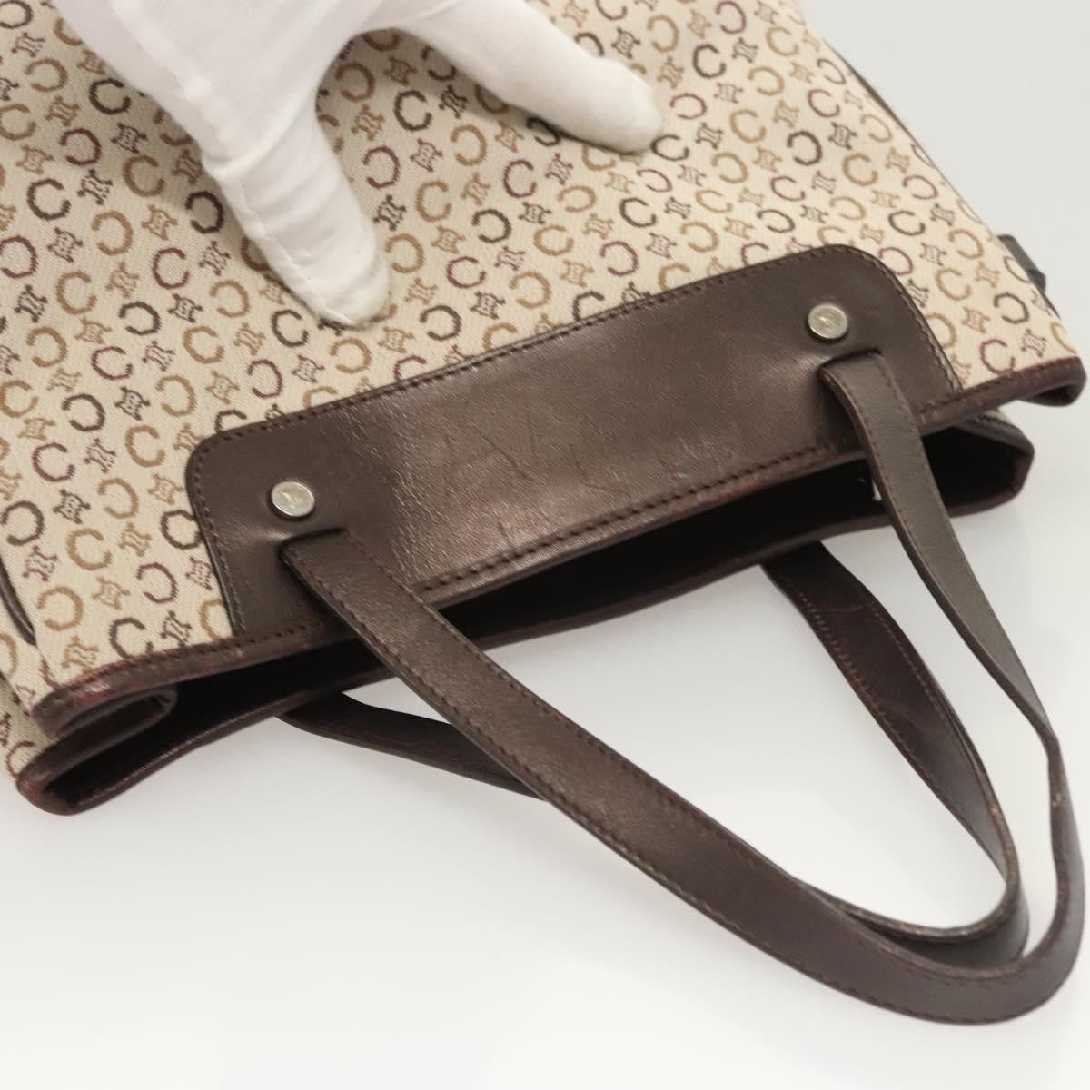 Celine Vintage Macadam Handbag Canvas, BEIGE, CANVAS, Handbag