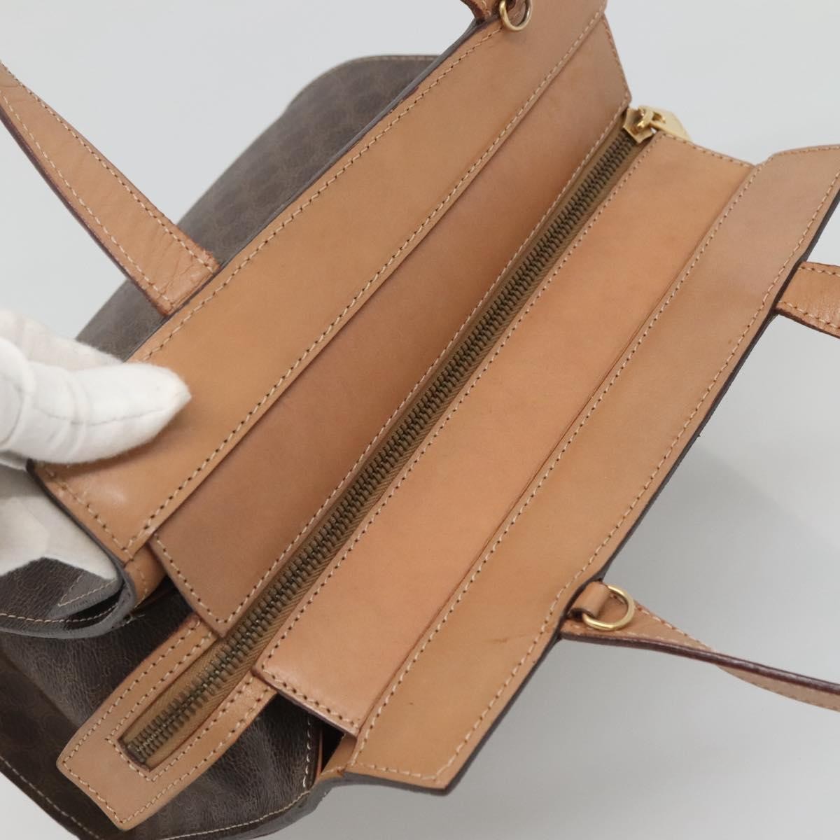 Celine Vintage Macadam Handbag Canvas and Leather, BROWN, CANVAS, Handbag