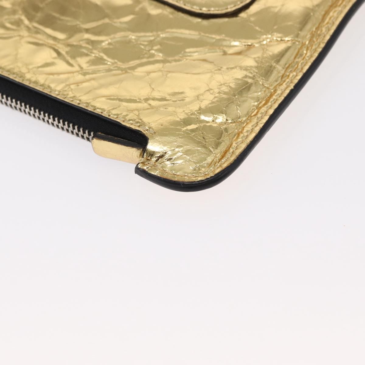 Chanel Feminine Pouch Crinkled Leather, GOLD, LEATHER, Clutche & pouche