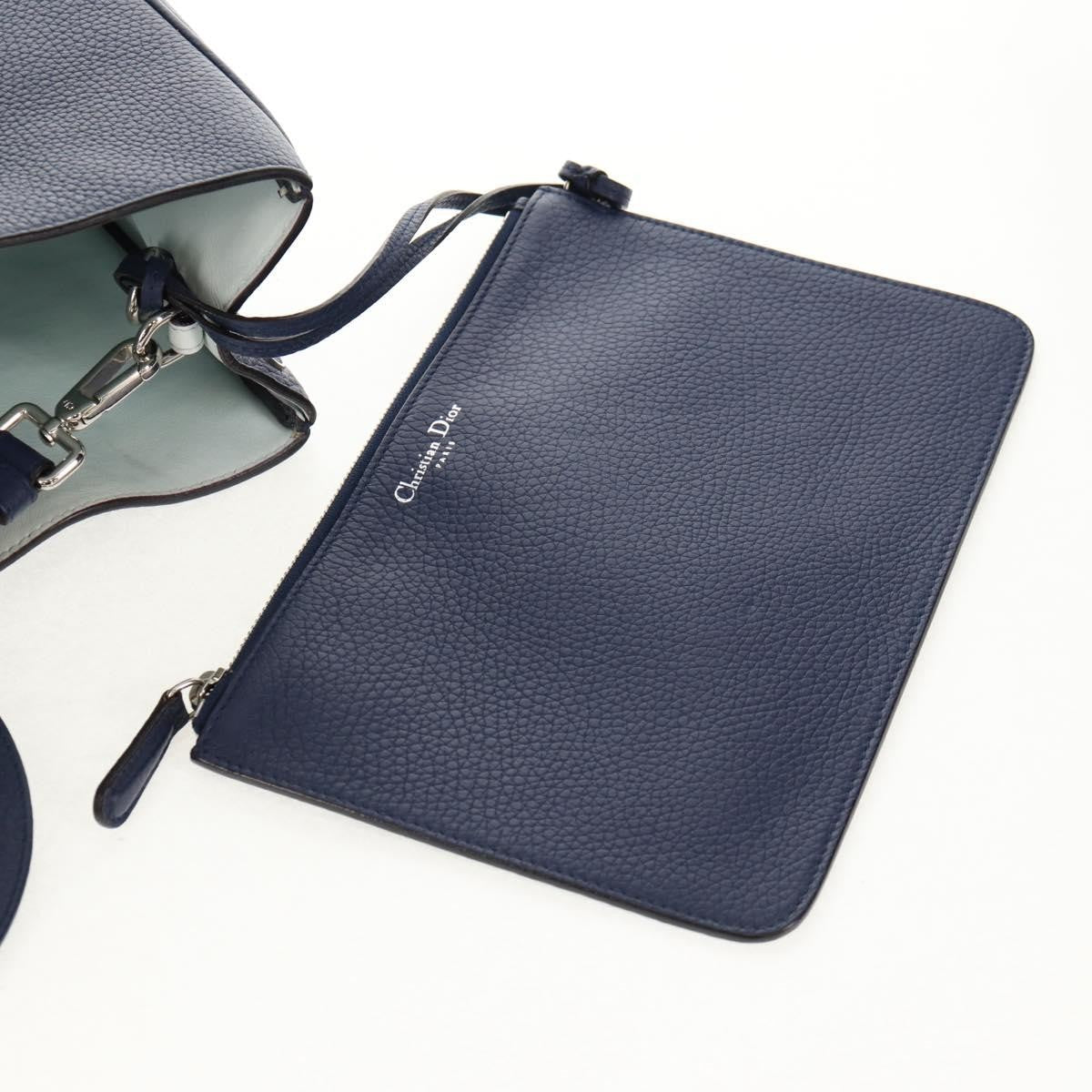 Christian Dior Diorissimo Tote Pebbled Leather, NAVY, LEATHER, Tote bag