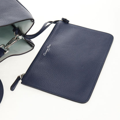 Christian Dior Diorissimo Tote Pebbled Leather, NAVY, LEATHER, Tote bag