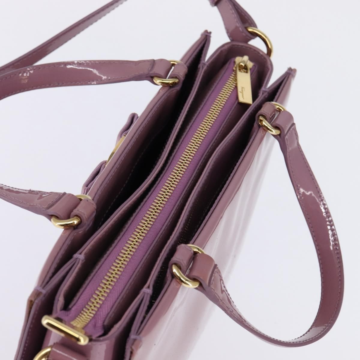 Salvatore Ferragamo Vala Handbag Patent leather, PURPLE, PATENT_LEATHER, Handbag