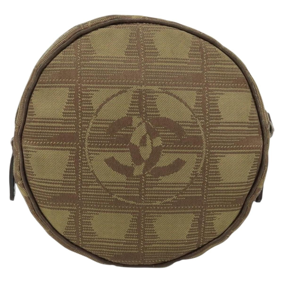 Chanel Travel Line Round Wristlet Nylon, BEIGE, NYLON, Clutche & pouche