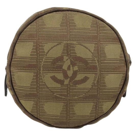 Chanel Travel Line Round Wristlet Nylon, BEIGE, NYLON, Clutche & pouche