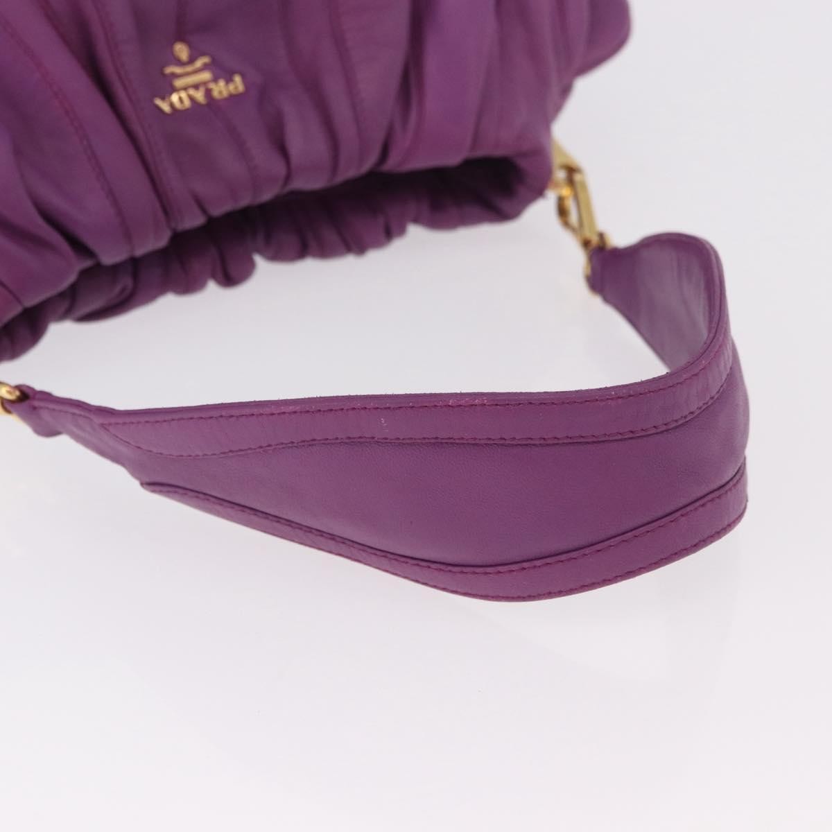 Prada Pleats Shoulder Bag Cervo Leather, Purple, Leather, Handbag