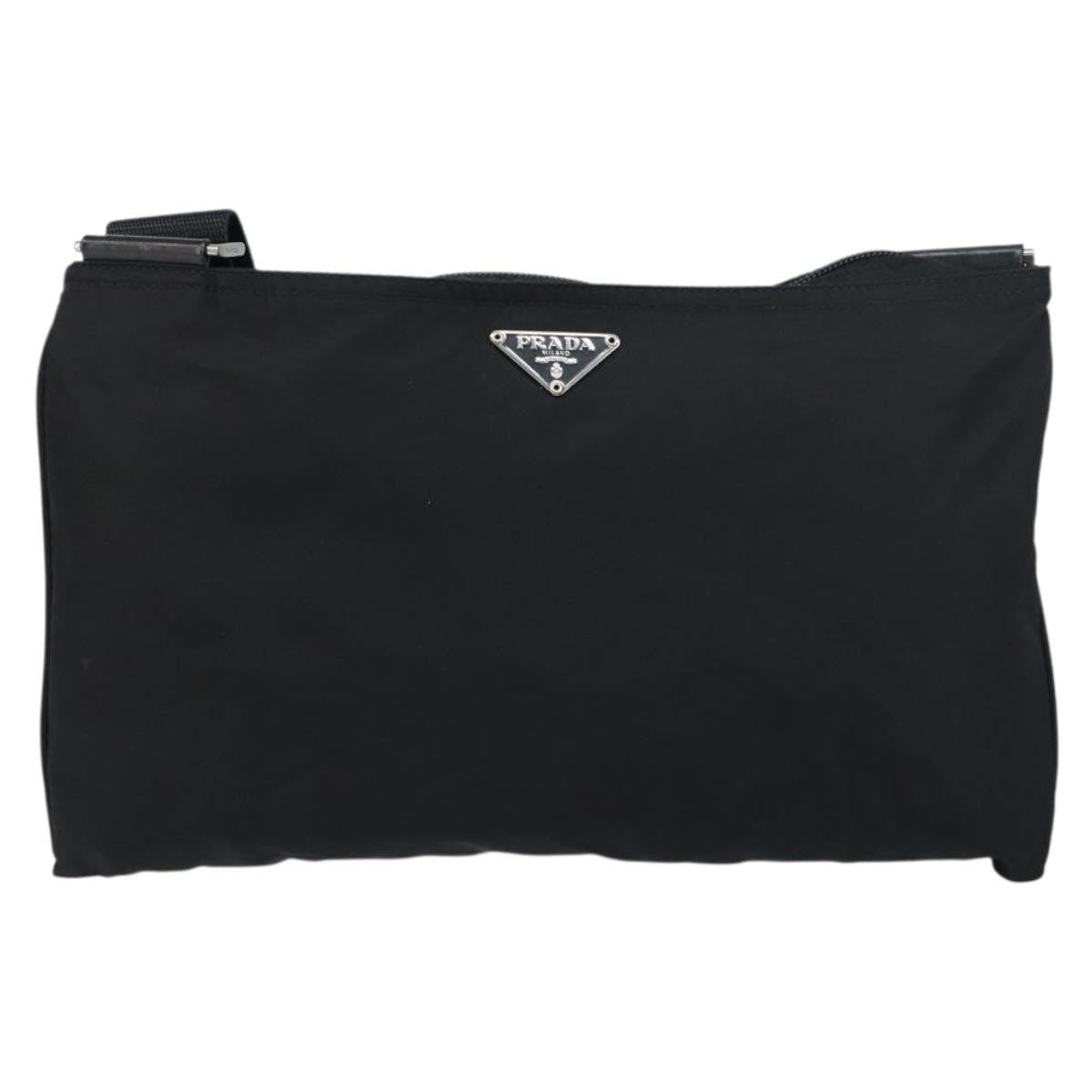 Prada Flat Messenger Bag Tessuto, BLACK, NYLON, Shoulder bag