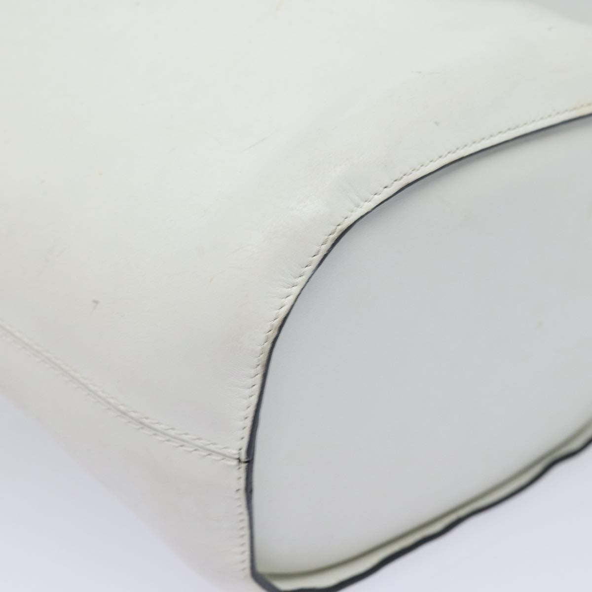 Celine Circle logo Leather, WHITE, LEATHER, Shoulder bag