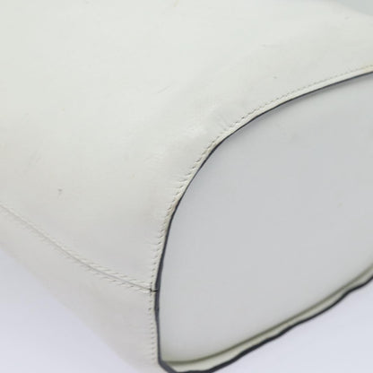 Celine Circle logo Leather, WHITE, LEATHER, Shoulder bag