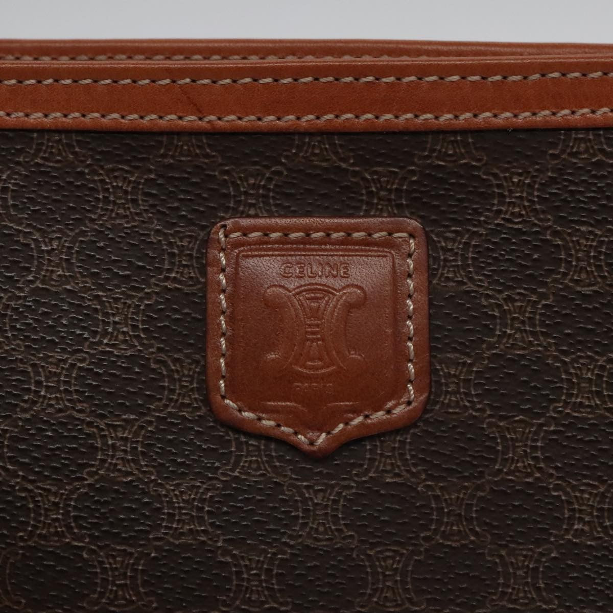 Celine Macadam Pochette Clutch, BROWN, PVC, Clutche & pouche