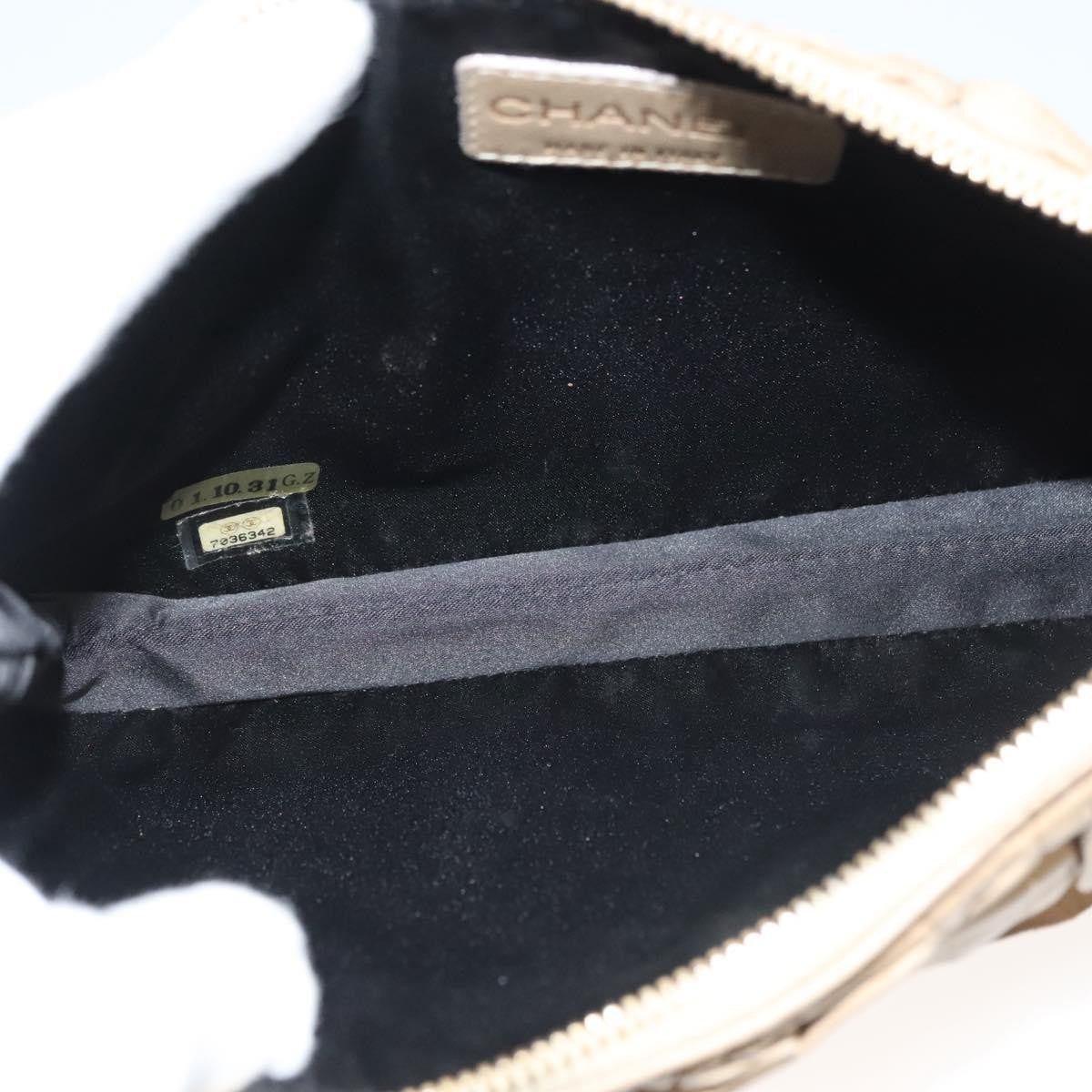 Chanel Ruffle Chain Pochette Lambskin, BEIGE, LEATHER, Clutche & pouche