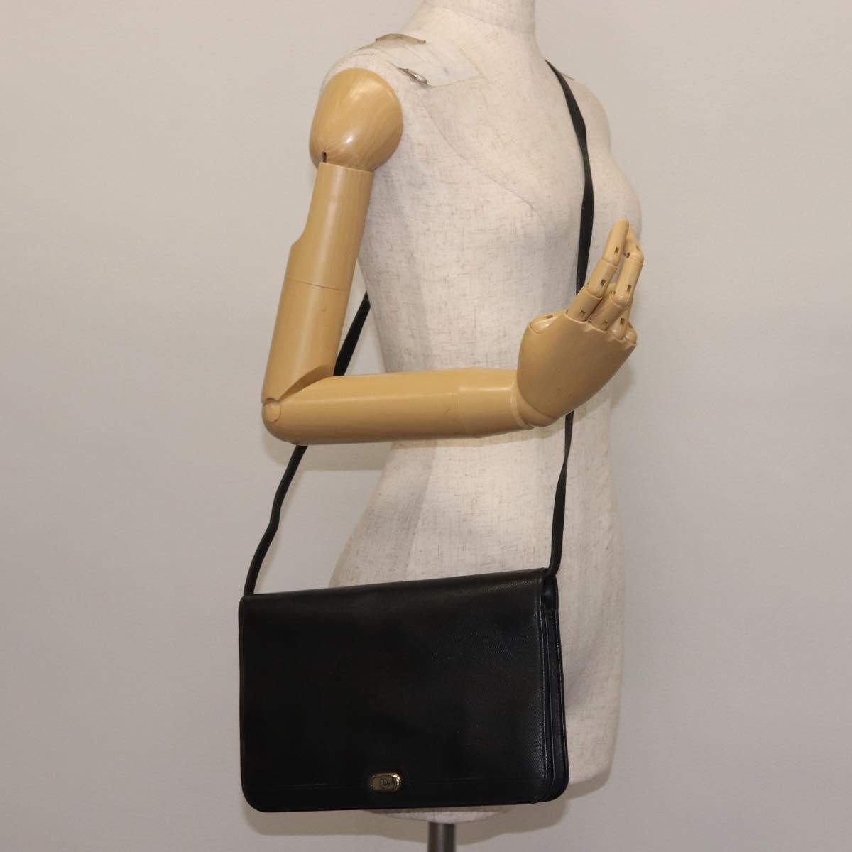 Christian Dior Vintage Full Flap Bag Leather, BLACK, LEATHER, Shoulder bag