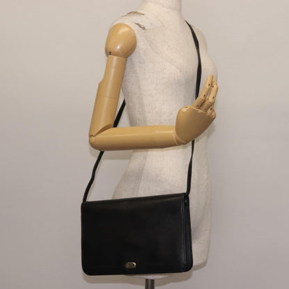 Christian Dior Vintage Full Flap Bag Leather, BLACK, LEATHER, Shoulder bag